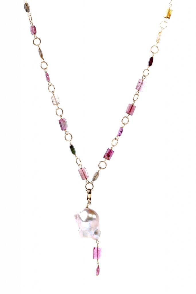 Baroque Pearl Pink Tourmaline Necklace