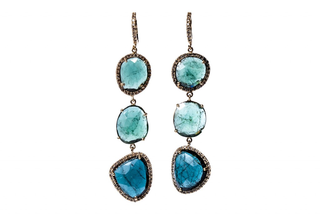 Blue Tourmaline Diamond Earrings