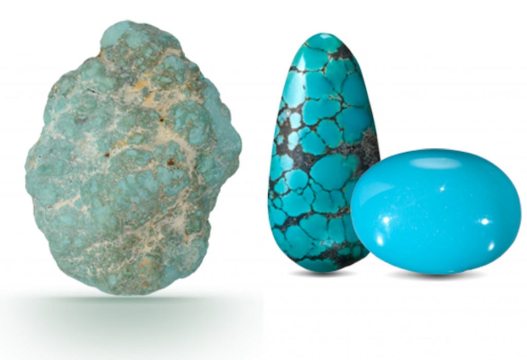 Rough and polished turquoise