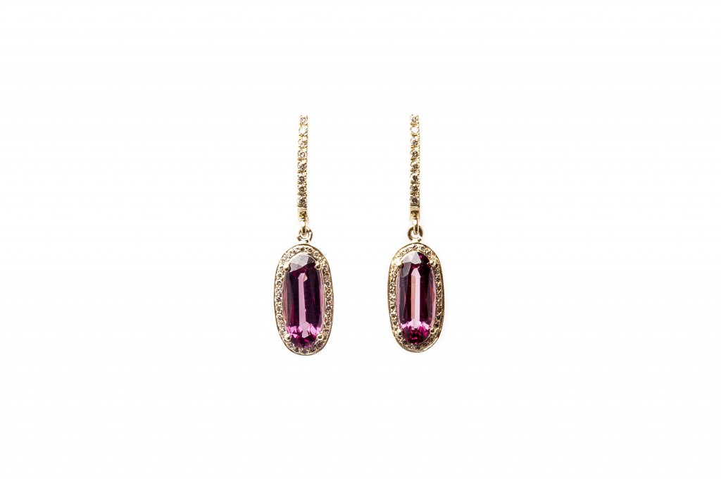 Garnet and Diamonds Earrings Gemme Couture