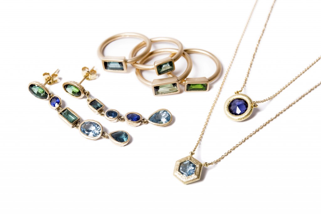 Gemme Couture - Multi-Color Earrings, Rings and Necklaces with Tourmaline, Aquamarine, Sapphire and Iolite