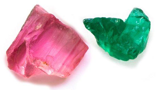 Color-changing alexandrite. Green in sunlight, red in the lamplight.