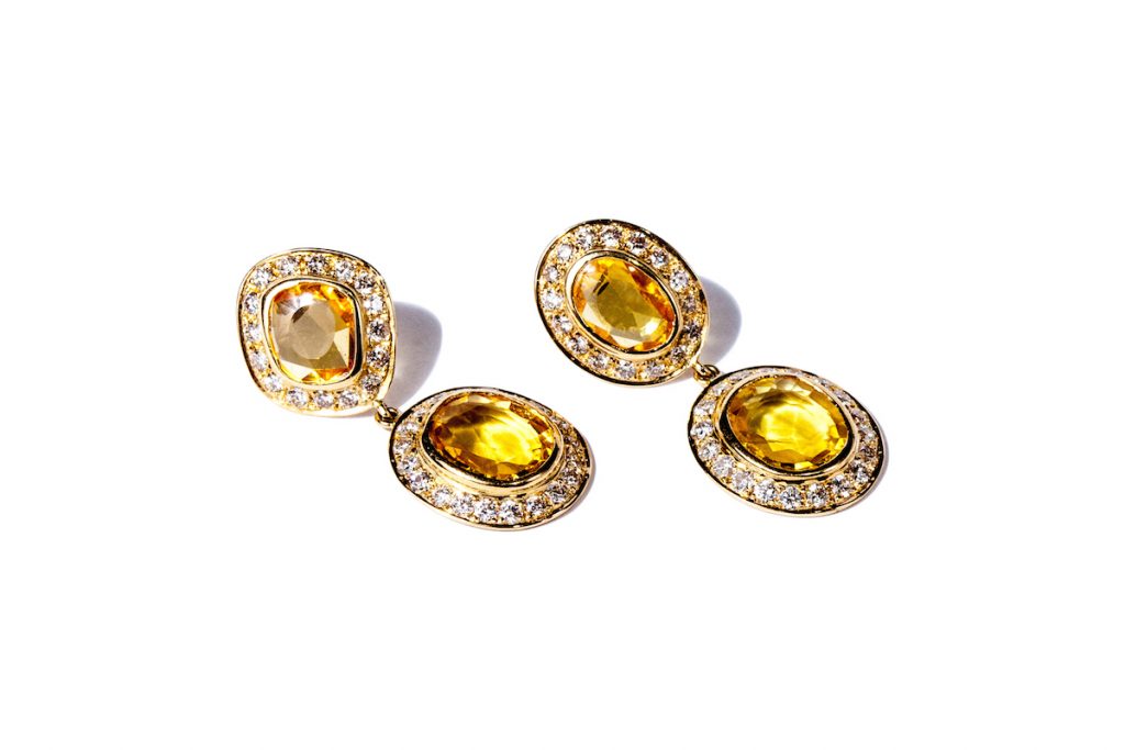 Gemme Couture Yellow Sapphire Diamond Earrings